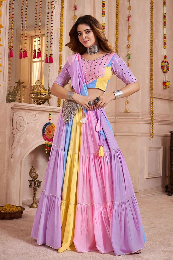 Picture of  Beautiful Viscose Cotton Designer Navratri Lehenga Choli for Garba Dance and Festival Celebrations