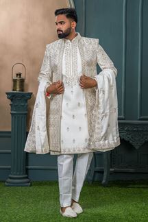 Picture of  Captivating Off-White Designer Sherwani for Wedding