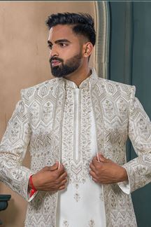 Picture of  Captivating Off-White Designer Sherwani for Wedding
