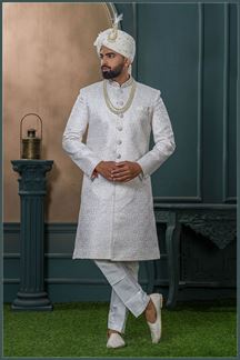 Picture of Spectacular Off-White Designer Sherwani for Wedding