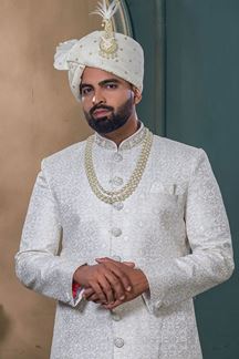 Picture of Spectacular Off-White Designer Sherwani for Wedding