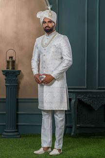 Picture of  Majestic Off-White Designer Sherwani for Wedding
