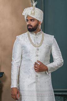 Picture of  Majestic Off-White Designer Sherwani for Wedding