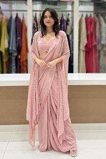 Picture of Charismatic Onion Pink Designer Saree for Engagement, Sangeet, and Parties