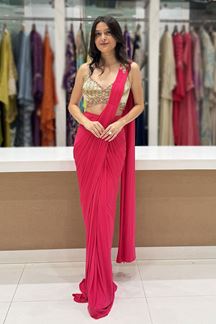 Picture of Smashing Georgette Designer Saree for Engagement, Sangeet, and Parties