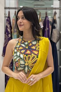 Picture of Spectacular Georgette Designer Saree for Haldi, Sangeet, and Parties