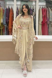 Picture of  Mesmerizing Cream Designer Dhoti Style Suit for Sangeet and Parties