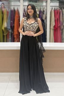 Picture of Creative Georgette Designer Palazzo Suit for Sangeet and Parties