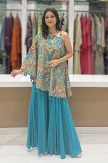 Picture of Dazzling Georgette Designer Palazzo Suit for Sangeet and Parties