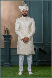 Picture of Magnificent Cream Designer Sherwani for Wedding