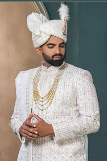 Picture of  Enticing Off-White Designer Sherwani for Wedding