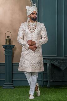 Picture of Impressive Cream Designer Sherwani for Wedding