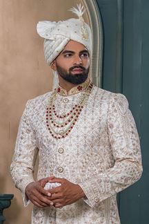 Picture of Impressive Cream Designer Sherwani for Wedding
