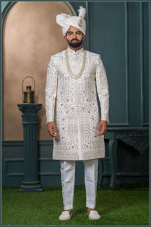 Picture of  Exuberant Off-White Designer Sherwani for Wedding