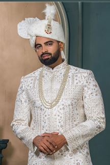 Picture of  Exuberant Off-White Designer Sherwani for Wedding