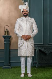 Picture of  Stylish Off-White Designer Sherwani for Wedding