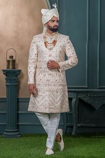 Picture of  Delightful Cream Designer Sherwani for Wedding