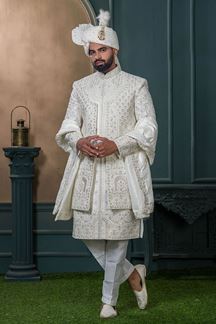 Picture of  Delightful Off-White Designer Sherwani for Wedding