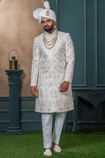 Picture of  Dashing Off-White Designer Sherwani for Wedding