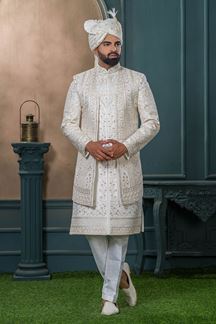 Picture of Charming Off-White Designer Sherwani for Wedding