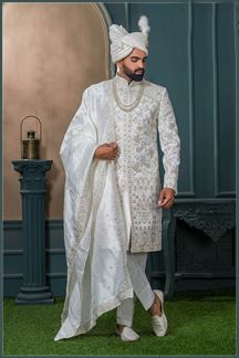 Picture of  Elegant Off-White Designer Sherwani for Wedding