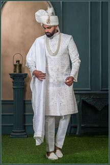 Picture of  Magnificent Off-White Designer Sherwani for Wedding