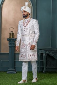 Picture of  Fancy Off-White Designer Sherwani for Wedding