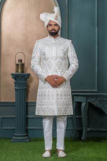 Picture of  Marvelous Off-White Designer Sherwani for Wedding