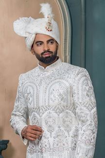 Picture of  Marvelous Off-White Designer Sherwani for Wedding