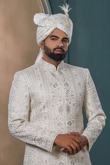 Picture of Classy Beige Designer Sherwani for Wedding