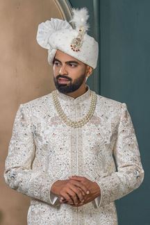 Picture of  Spectacular Off-White Designer Sherwani for Wedding