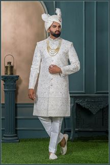 Picture of  Amazing Cream Designer Sherwani for Wedding