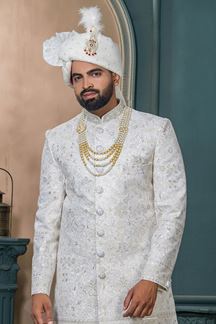 Picture of  Amazing Cream Designer Sherwani for Wedding