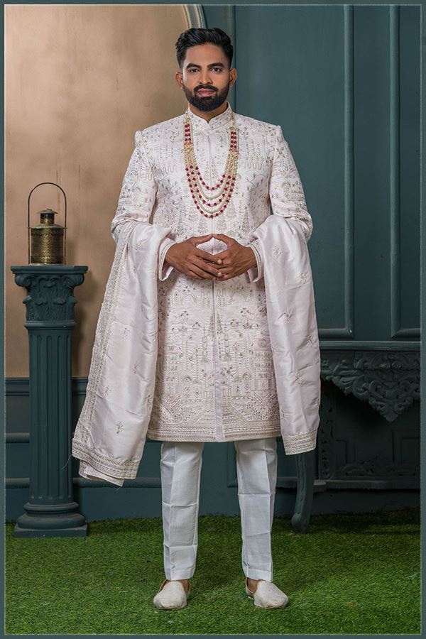 Picture of  Charismatic Light Pink Designer Sherwani for Wedding