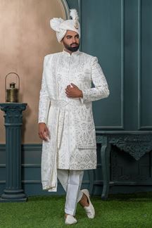 Picture of  Vibrant Off-White Designer Sherwani for Wedding