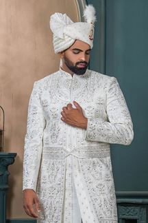 Picture of  Vibrant Off-White Designer Sherwani for Wedding