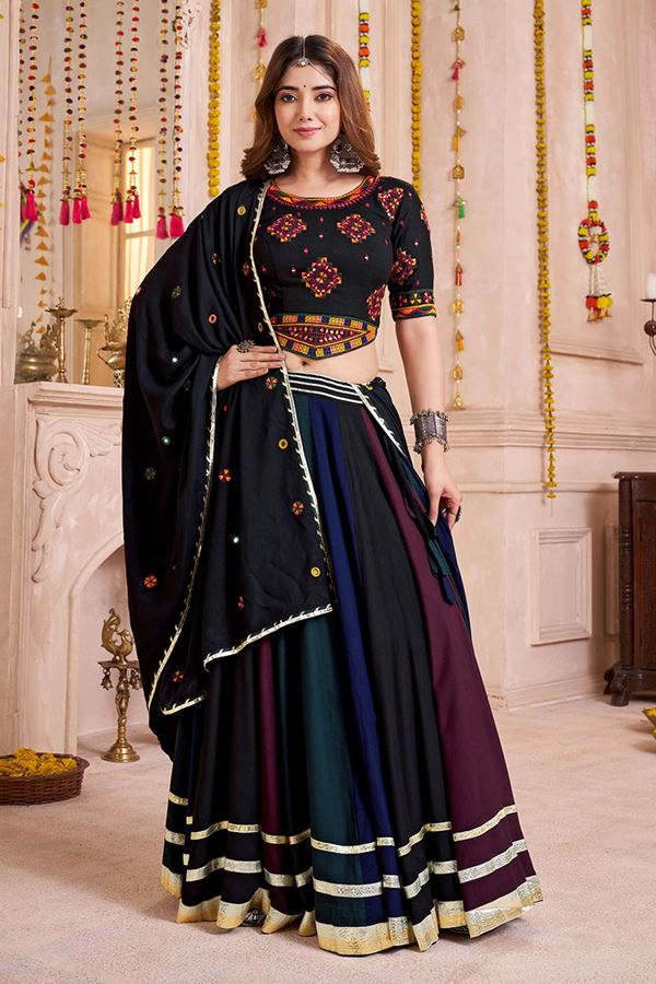 Picture of Appealing Viscose Cotton Designer Navratri Lehenga Choli for Garba Dance and Festival Celebrations