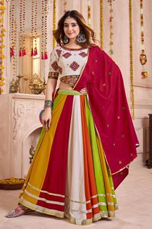 Picture of Fascinating Viscose Cotton Designer Navratri Lehenga Choli for Garba Dance and Festival Celebrations