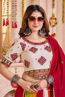Picture of Fascinating Viscose Cotton Designer Navratri Lehenga Choli for Garba Dance and Festival Celebrations