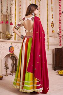 Picture of Fascinating Viscose Cotton Designer Navratri Lehenga Choli for Garba Dance and Festival Celebrations