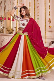 Picture of Fascinating Viscose Cotton Designer Navratri Lehenga Choli for Garba Dance and Festival Celebrations