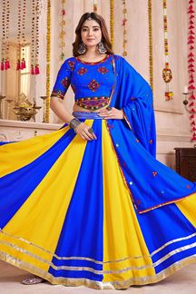 Picture of Divine Viscose Cotton Designer Navratri Lehenga Choli for Garba Dance and Festival Celebrations