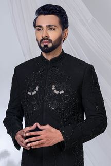 Picture of Spectacular Black Designer Jodhpuri Suit for Engagement and Reception