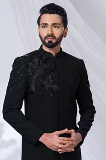 Picture of Marvelous Black Designer Jodhpuri Suit for Engagement, Wedding, and Reception