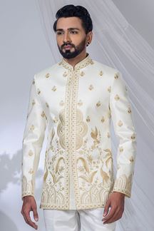 Picture of  Classy Cream Designer Jodhpuri Suit for Engagement, Wedding, and Reception 