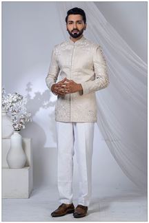 Picture of Aesthetic Pista Designer Jodhpuri Suit for Engagement, Wedding, and Reception