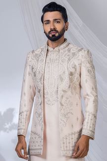 Picture of  Amazing Light Peach Designer Jodhpuri Suit for Engagement, Wedding, and Reception