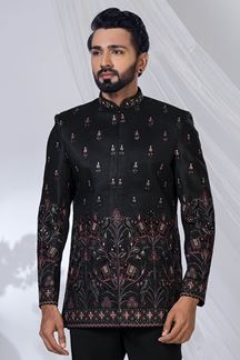 Picture of  Vibrant Black Designer Jodhpuri Suit for Engagement, Wedding, and Reception