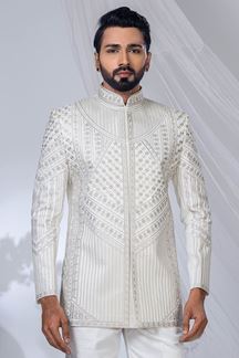 Picture of  Royal Off-White Designer Jodhpuri Suit for Engagement, Wedding, and Reception