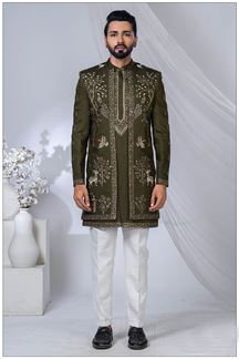 Picture of  Delightful Mehendi Designer Jodhpuri Suit for Engagement, Wedding, and Reception